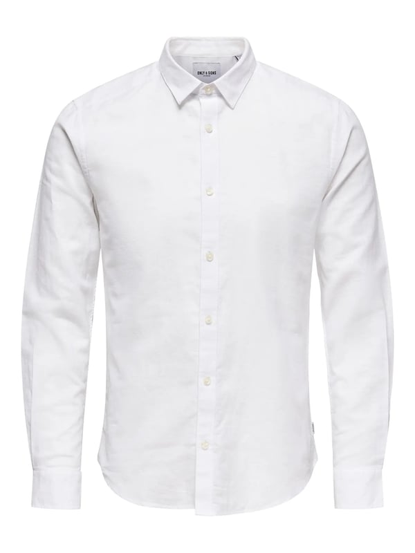 Only&Sons ONSCAIDEN LIFE LS SOLID LINEN BLEND NOOS Beyaz Erkek Gömlek