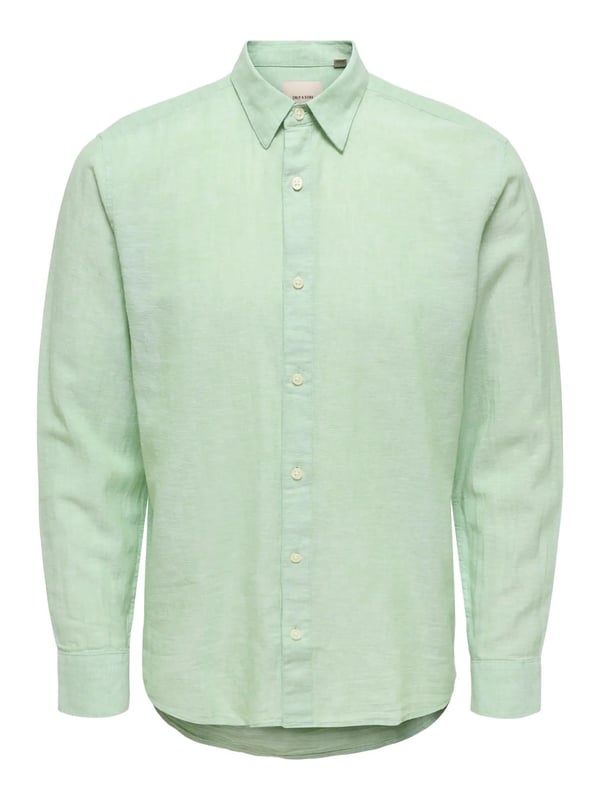Only&Sons ONSCAIDEN LIFE LS SOLID LINEN BLEND NOOS Turkuaz Erkek Gömlek