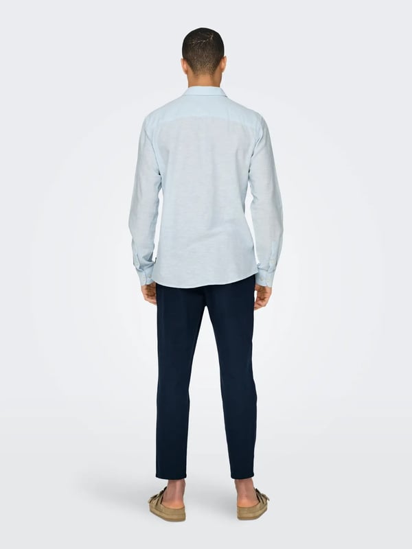 Only&Sons ONSCAIDEN LIFE LS SOLID LINEN BLEND NOOS Açık Mavi Erkek Gömlek