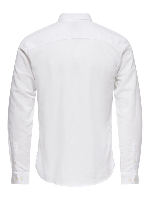 Only&Sons ONSCAIDEN LIFE LS SOLID LINEN BLEND NOOS Beyaz Erkek Gömlek