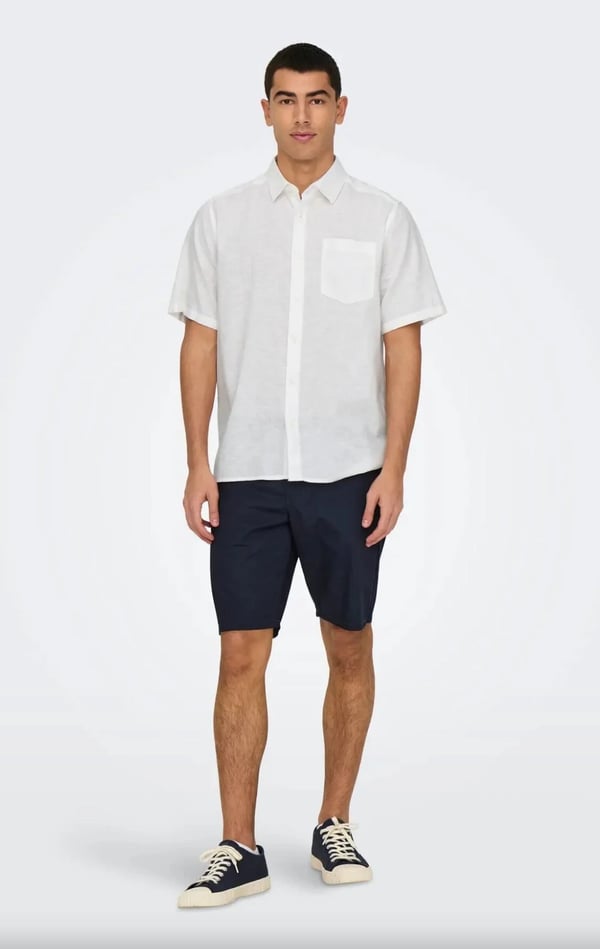 Only&Sons ONSCAIDEN LIFE RGSS 1PKT LINENBLEND NOOS Beyaz Erkek Gömlek