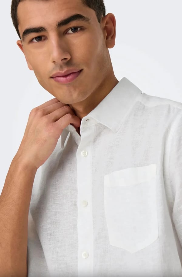 Only&Sons ONSCAIDEN LIFE RGSS 1PKT LINENBLEND NOOS Beyaz Erkek Gömlek
