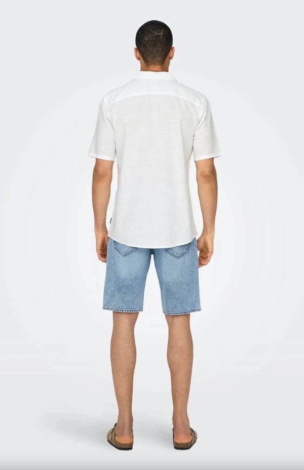 Only&Sons ONSCAIDEN LIFE SS SOL RES LINENBLENDNOOS Beyaz Erkek Gömlek