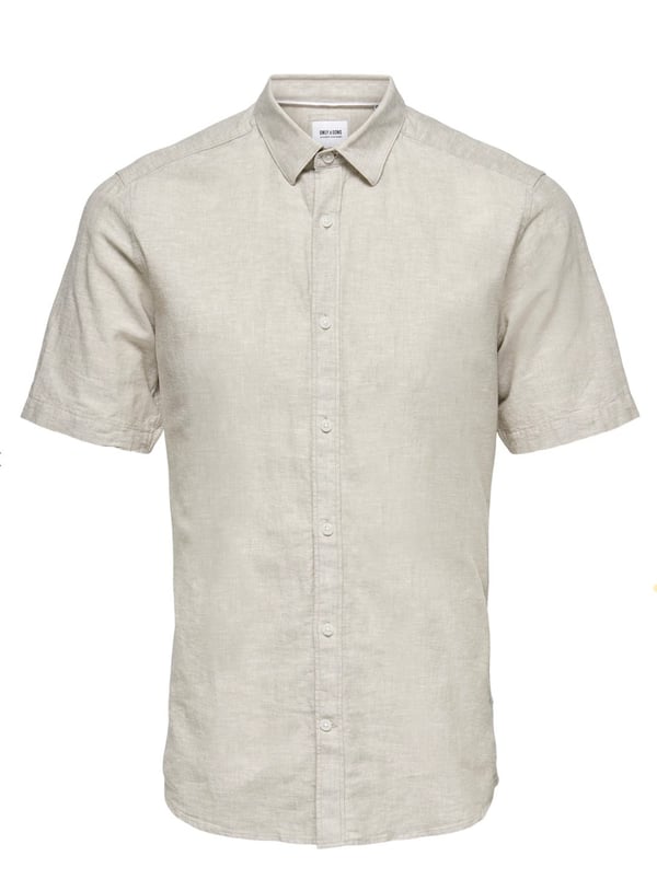 Only&Sons ONSCAIDEN LIFE SS SOLID LINEN BLEND NOOS Bej Erkek Gömlek
