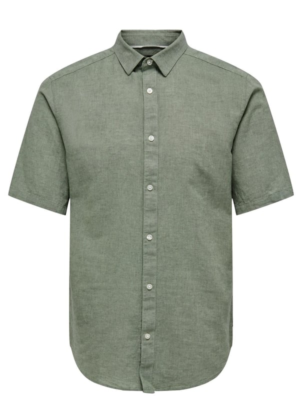 Only&Sons ONSCAIDEN LIFE SS SOLID LINEN BLEND NOOS Haki Erkek Gömlek