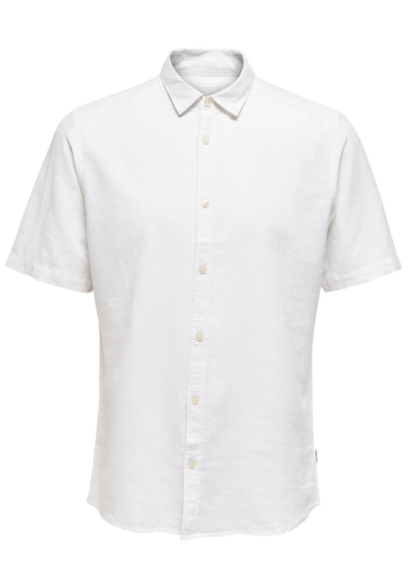 Only&Sons ONSCAIDEN LIFE SS SOLID LINEN BLEND NOOS Beyaz Erkek Gömlek