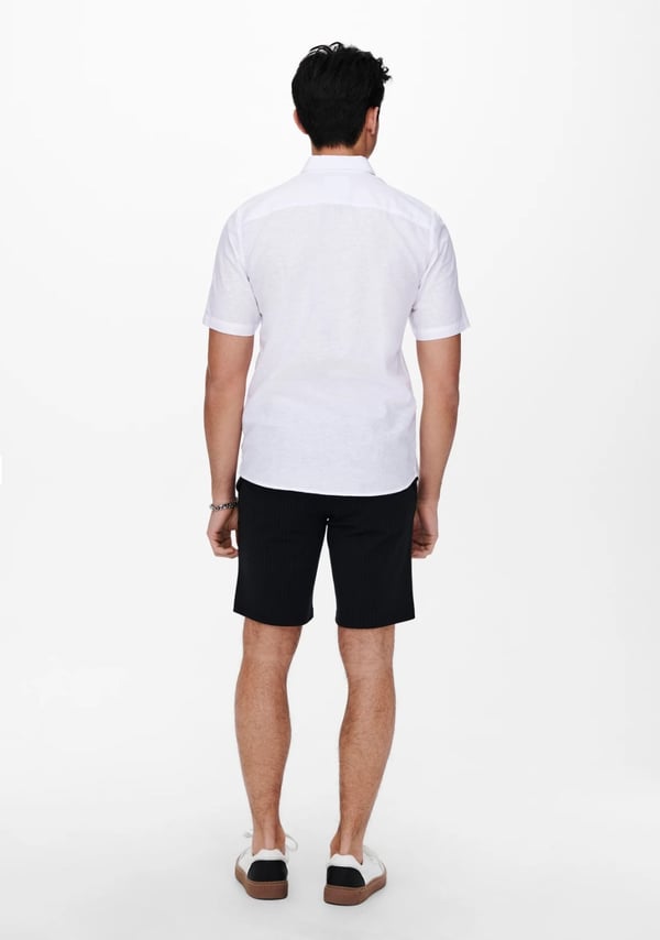 Only&Sons ONSCAIDEN LIFE SS SOLID LINEN BLEND NOOS Beyaz Erkek Gömlek
