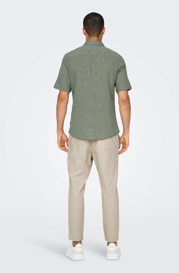 Only&Sons ONSCAIDEN LIFE SS SOLID LINEN BLEND NOOS Haki Erkek Gömlek