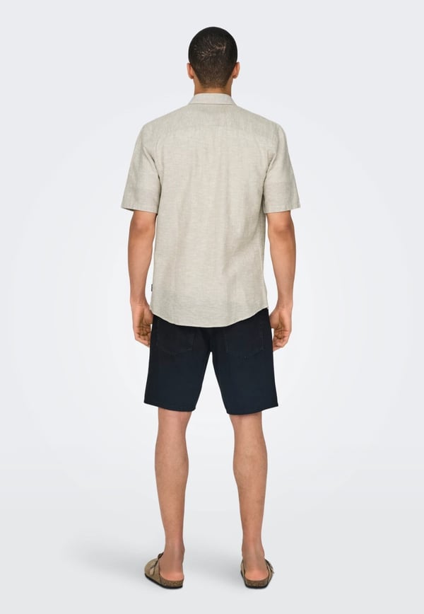 Only&Sons ONSCAIDEN LIFE SS SOLID LINEN BLEND NOOS Bej Erkek Gömlek