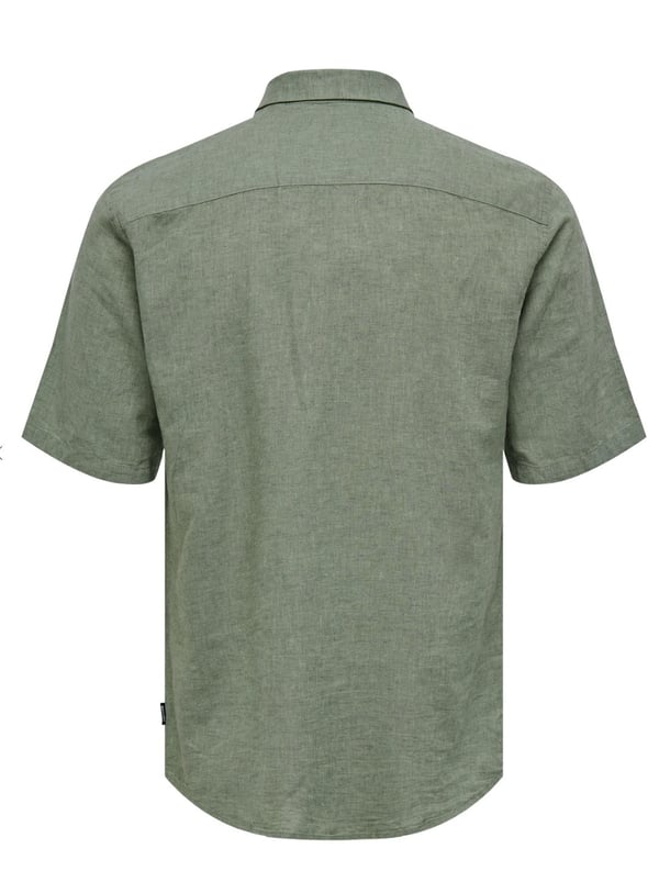 Only&Sons ONSCAIDEN LIFE SS SOLID LINEN BLEND NOOS Haki Erkek Gömlek