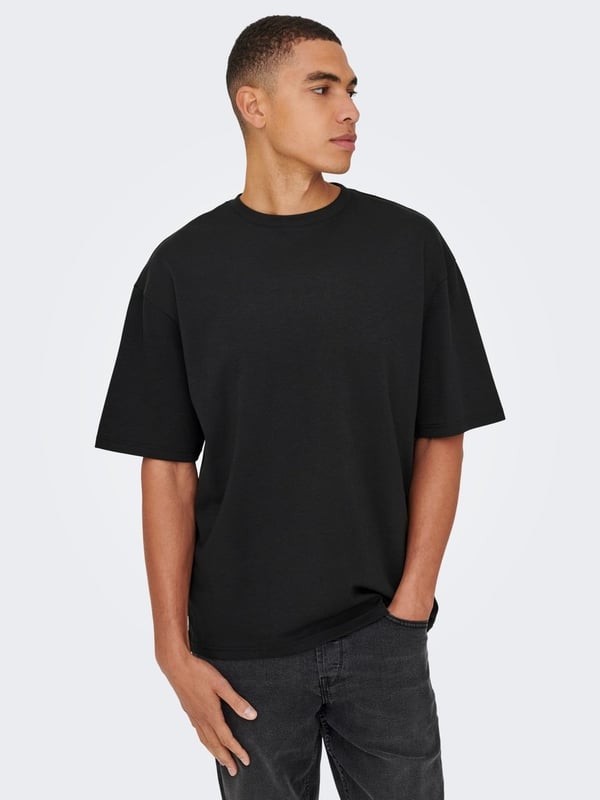 Only&Sons ONSCASPIAN AIRFLEX BOXY SS TEE NOOS Siyah Erkek T-Shirt