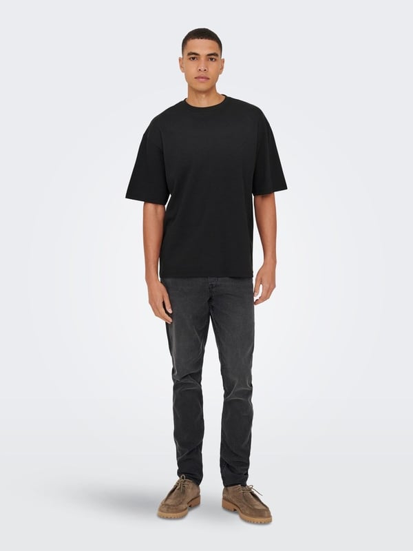 Only&Sons ONSCASPIAN AIRFLEX BOXY SS TEE NOOS Siyah Erkek T-Shirt