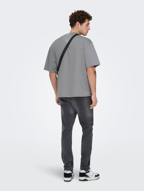 Only&Sons ONSCASPIAN AIRFLEX BOXY SS TEE NOOS Gri Erkek T-Shirt