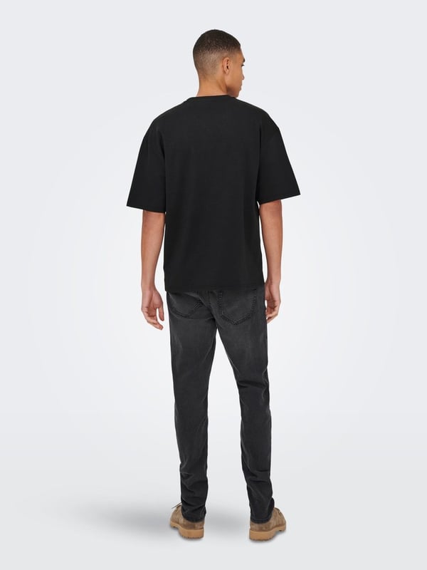 Only&Sons ONSCASPIAN AIRFLEX BOXY SS TEE NOOS Siyah Erkek T-Shirt
