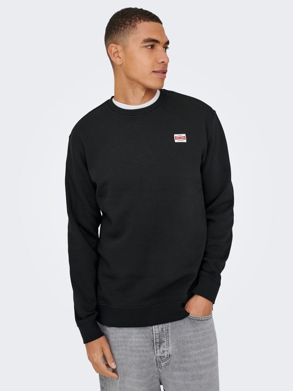 Only&Sons ONSDAWSON REG CREW WW VD Siyah Erkek Sweatshirt