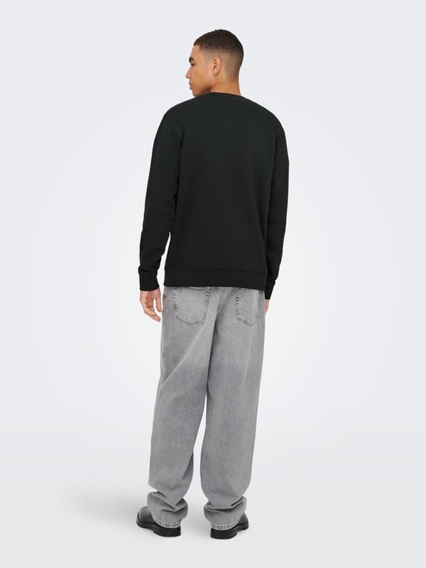 Only&Sons ONSDAWSON REG CREW WW VD Siyah Erkek Sweatshirt