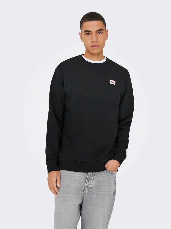 Only&Sons ONSDAWSON REG CREW WW VD Siyah Erkek Sweatshirt