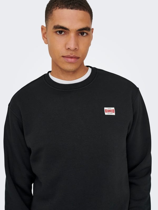 Only&Sons ONSDAWSON REG CREW WW VD Siyah Erkek Sweatshirt