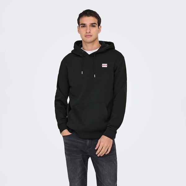 Only&Sons ONSDAWSON REG HOODIE VD Siyah Erkek Sweatshirt