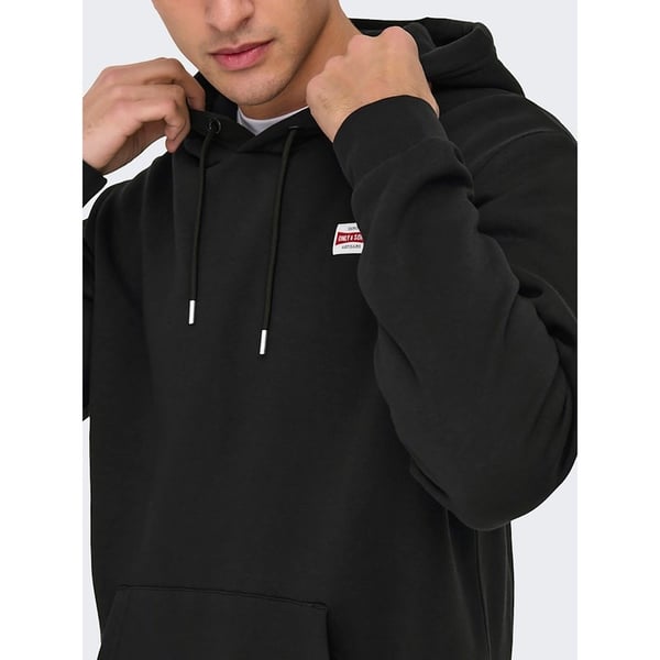 Only&Sons ONSDAWSON REG HOODIE VD Siyah Erkek Sweatshirt