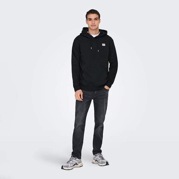 Only&Sons ONSDAWSON REG HOODIE VD Siyah Erkek Sweatshirt