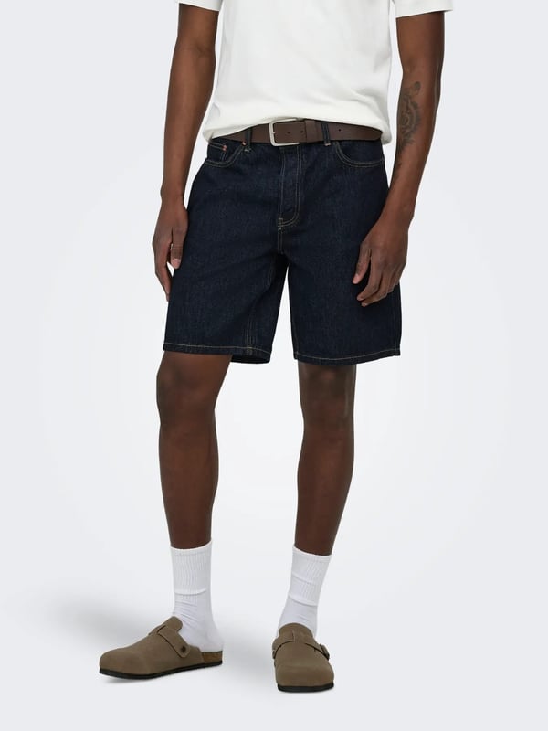 Only&Sons ONSEDGE RINSE 6496 AZG DNM SHORTS NOOS Lacivert Erkek Şort