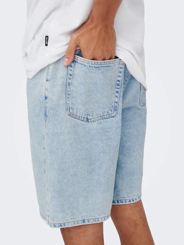 Only&Sons ONSFADE LOOSE BOX TAI DNM SHORTS VD Mavi Erkek Şort