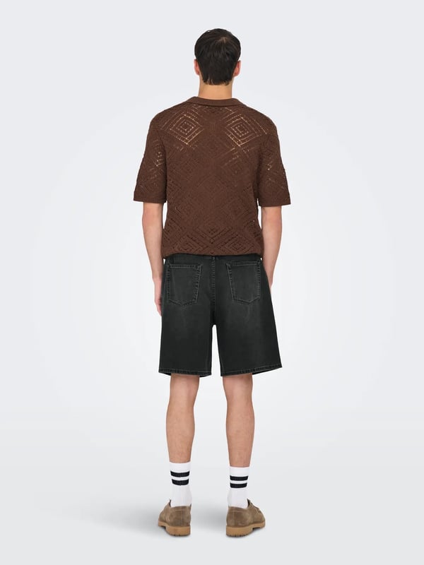 Only&Sons ONSFADE LOOSE BOX TAI DNM SHORTS VD Siyah Erkek Şort