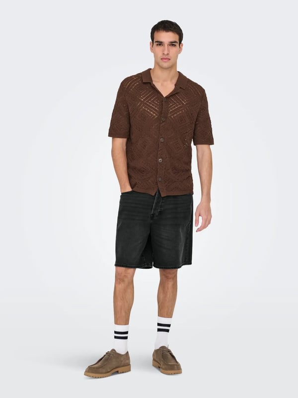 Only&Sons ONSFADE LOOSE BOX TAI DNM SHORTS VD Siyah Erkek Şort