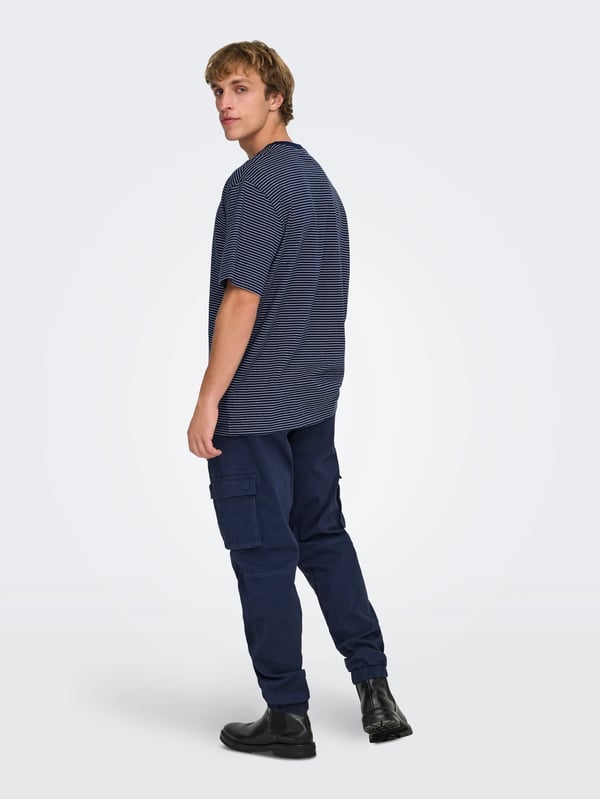 Only&Sons ONSFRED LIFE RLX SS STRIPE TEE NOOS Lacivert Erkek T-Shirt