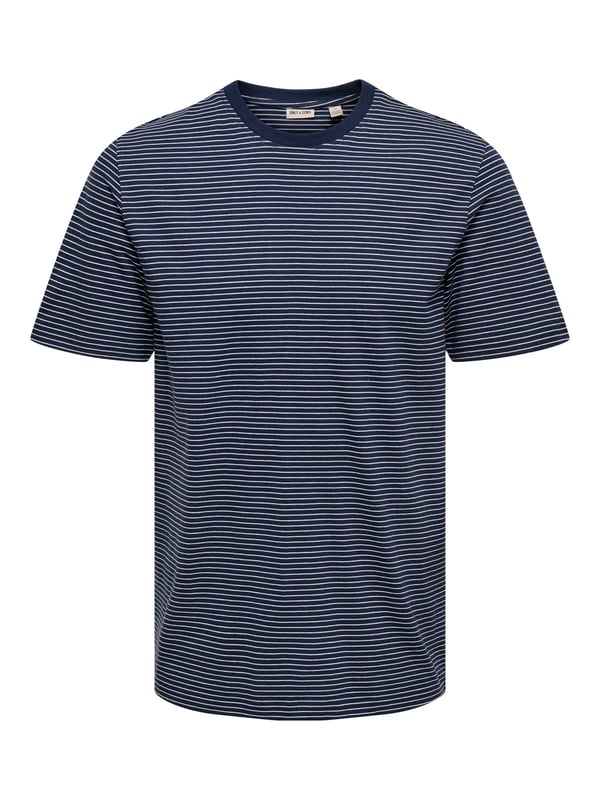 Only&Sons ONSFRED LIFE RLX SS STRIPE TEE NOOS Lacivert Erkek T-Shirt