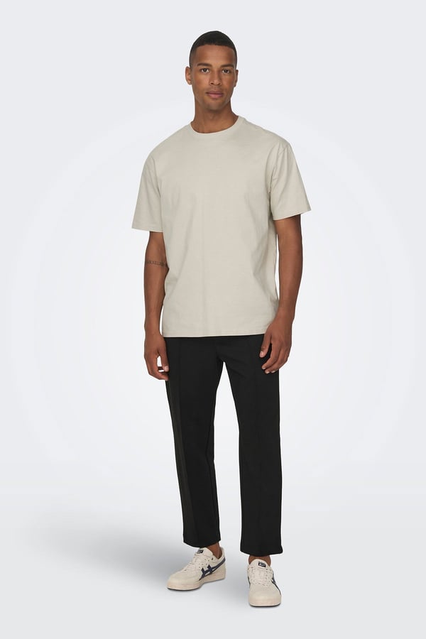 Only&Sons ONSFRED LIFE RLX SS TEE NOOS Bej Erkek T-Shirt