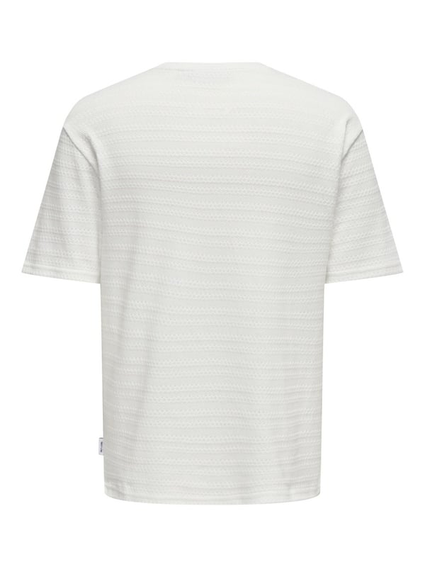 Only&Sons ONSGIVO REG 12 SS CREW KNIT NOOS Beyaz Erkek T-Shirt
