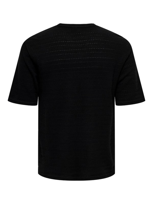 Only&Sons ONSGIVO REG 12 SS CREW KNIT NOOS Siyah Erkek T-Shirt