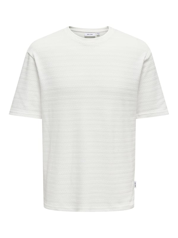 Only&Sons ONSGIVO REG 12 SS CREW KNIT NOOS Beyaz Erkek T-Shirt