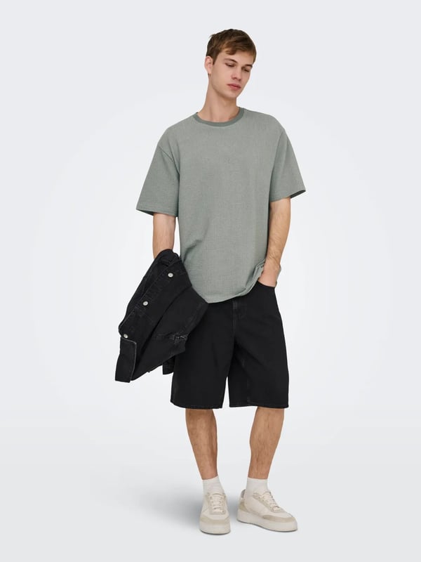 Only&Sons ONSKIAN LIFE RLX SS STRP TEE Turkuaz Erkek T-Shirt