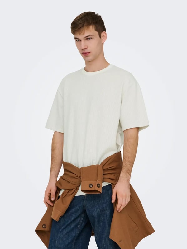 Only&Sons ONSKIAN LIFE RLX SS STRP TEE Beyaz Erkek T-Shirt