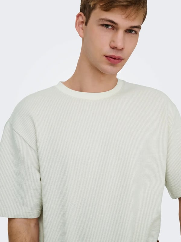 Only&Sons ONSKIAN LIFE RLX SS STRP TEE Beyaz Erkek T-Shirt