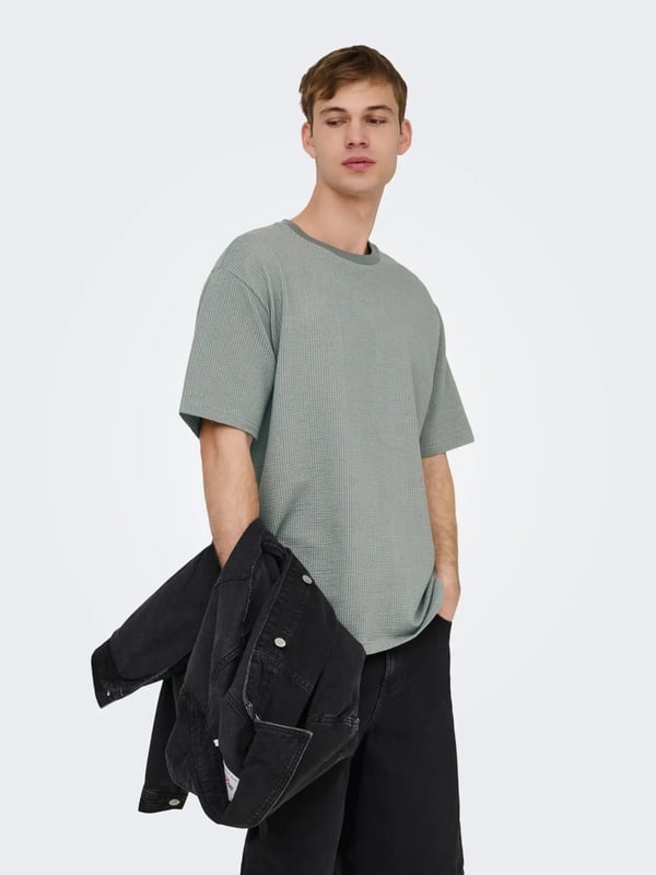 Only&Sons ONSKIAN LIFE RLX SS STRP TEE Turkuaz Erkek T-Shirt