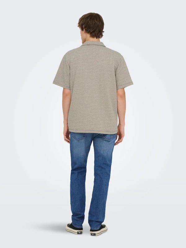 Only&Sons ONSKIAN LIFE SEERSUCKER STRP SS SHIRT VD Kahverengi Erkek Gömlek