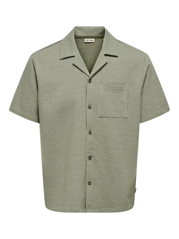 Only&Sons ONSKIAN LIFE SEERSUCKER STRP SS SHIRT VD Haki Erkek Gömlek