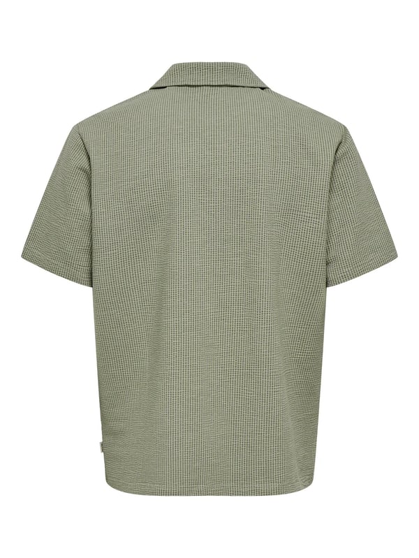 Only&Sons ONSKIAN LIFE SEERSUCKER STRP SS SHIRT VD Haki Erkek Gömlek
