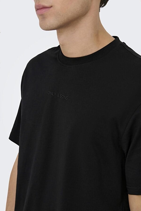 Only&Sons ONSLEVI LIFE REG TEXT SS TEE Siyah Erkek T-Shirt
