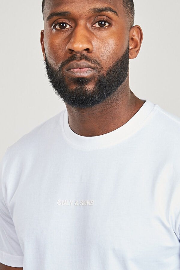 Only&Sons ONSLEVI LIFE REG TEXT SS TEE Beyaz Erkek T-Shirt
