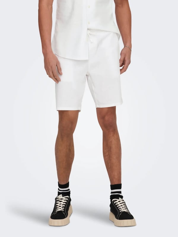 Only&Sons ONSLINUS 0007 COT LIN SHORTS NOOS Beyaz Erkek Şort