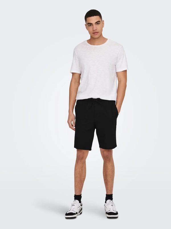 Only&Sons ONSLINUS 0007 COT LIN SHORTS NOOS Siyah Erkek Şort