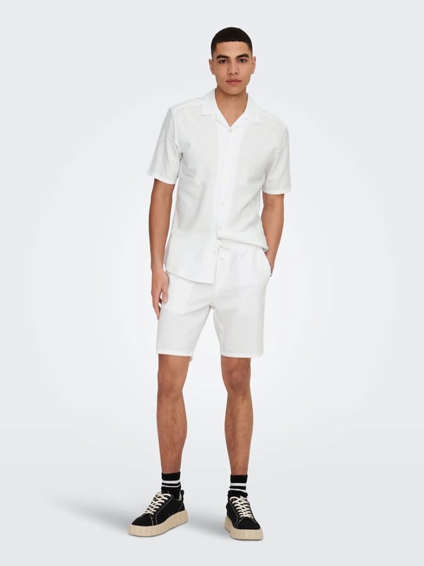 Only&Sons ONSLINUS 0007 COT LIN SHORTS NOOS Beyaz Erkek Şort
