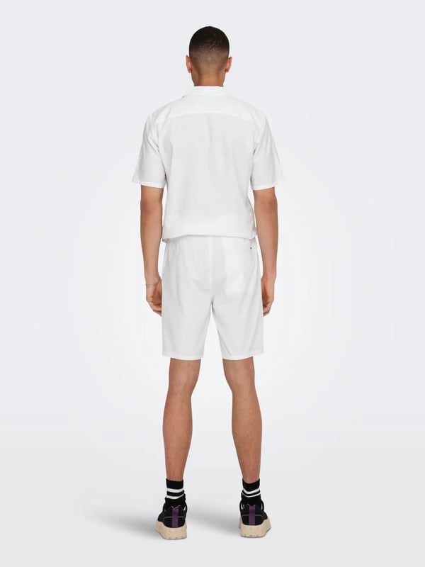 Only&Sons ONSLINUS 0007 COT LIN SHORTS NOOS Beyaz Erkek Şort