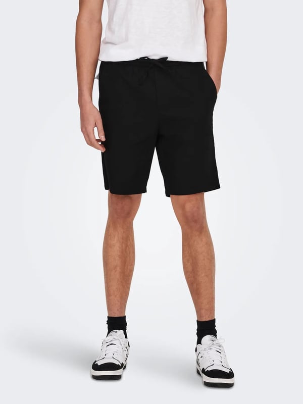 Only&Sons ONSLINUS 0007 COT LIN SHORTS NOOS Siyah Erkek Şort