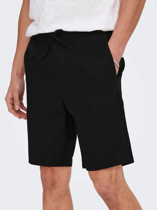 Only&Sons ONSLINUS 0007 COT LIN SHORTS NOOS Siyah Erkek Şort